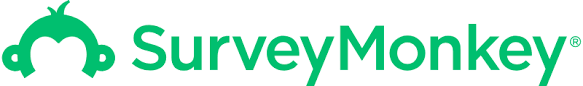 SurveyMonkey logo featuring a green monkey icon integrated into the text, with the company name written in bold green letters, showcasing popular survey tools.