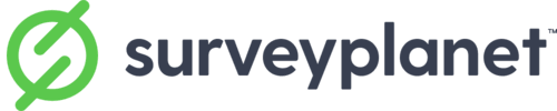 SurveyPlanet logo with a green circular symbol containing a checkmark, next to the text 'SurveyPlanet' in black and blue, representing comprehensive survey tools.